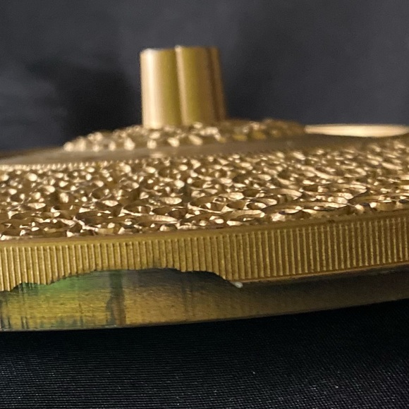 Vintage MCM Ornate Gold Hollywood Regency Round Lidded Storage Sewing Box - Picture 10 of 10